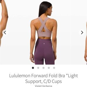 Lululemon Forward Fold Bra Light Support C/D Cups Size 6 Violet Verbena Purple